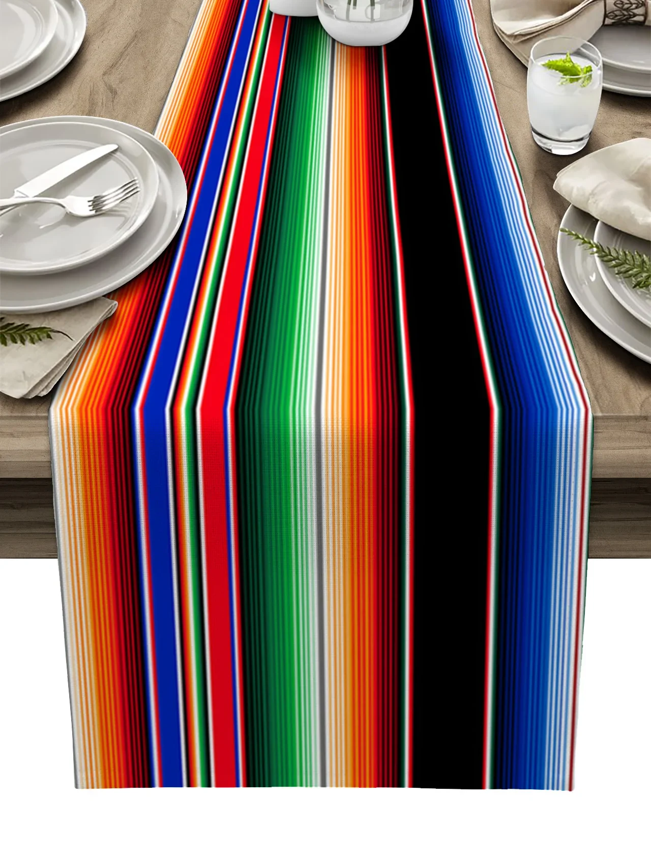 Mexico Serapé Color Striped Table Flag Family Dinner Festival Celebration Universal Table Flag Table Arrangement