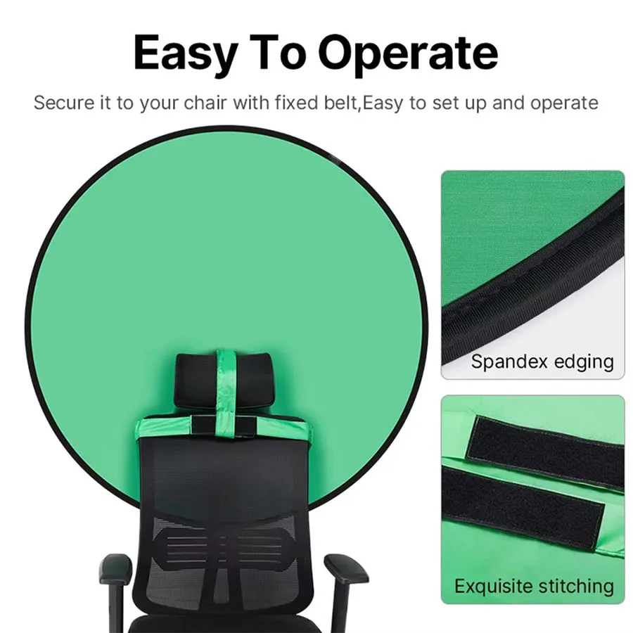 Green Blue Double-Sided Screen Background Cloth Round Foldable Photo Photography Props Portable Studio Chair Backdrop Screen