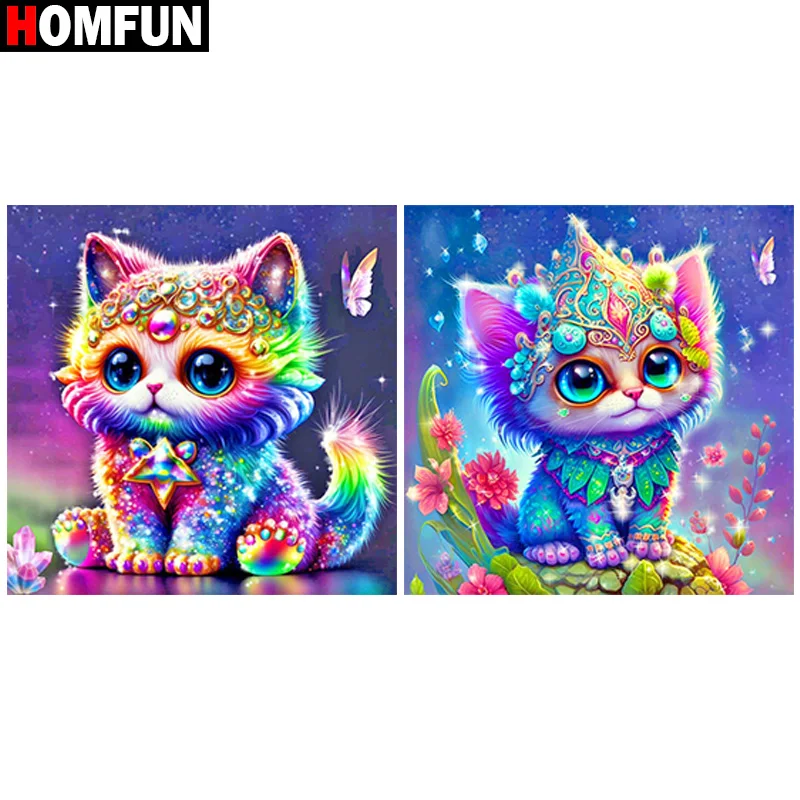 HOMFUN Voller Diamant Stickerei Diy 5D Diamant Malerei Kreuzstich „Tier Katze“ Vollbohrer Home Room Decor