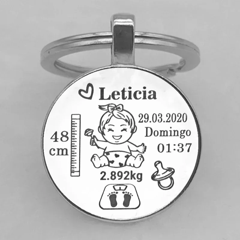 DIY baby keychain name newborn birth date weight height commemorative custom key ring new mom dad gift