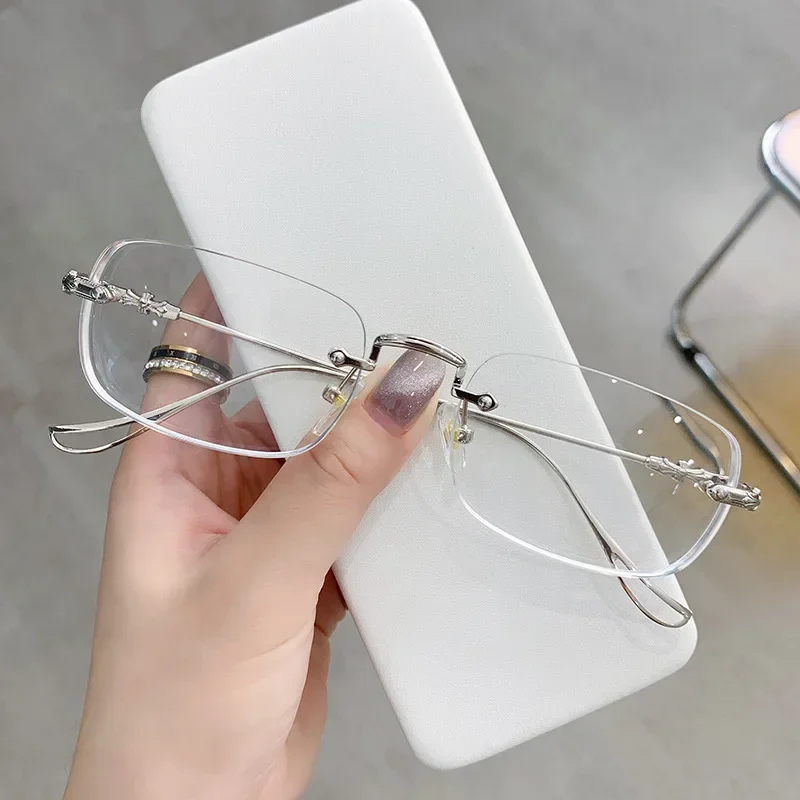 Luxus Diamant Cut Lesebrille Frauen Randlose Anti Blau Licht Brillen Damen Plus Rezept Brillen Dioptrien 0 Bis + 4,0 – Detail 1