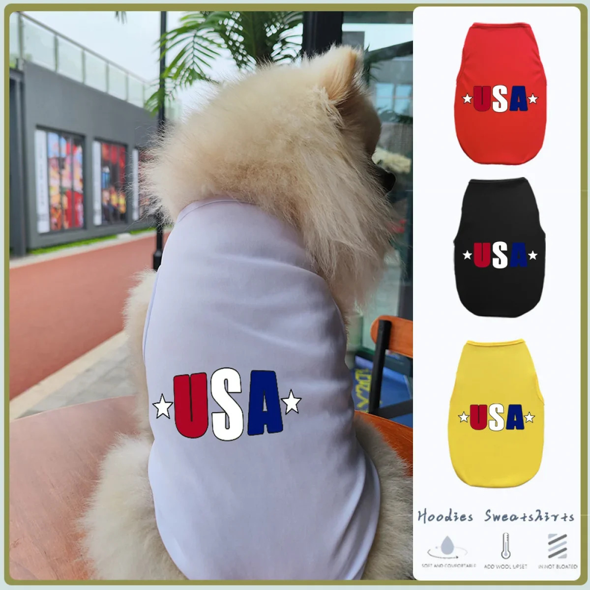 

usa pattern cat/dog print cat and dog breathable vest small and medium dog top