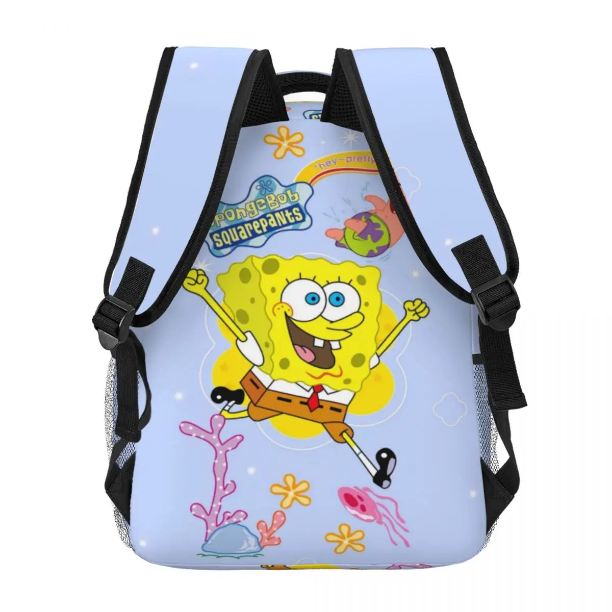 Mochila de Bob Esponja para niñas y niños, mochila de estudiante de gran capacidad, ligera, impermeable, 17 pulgadas