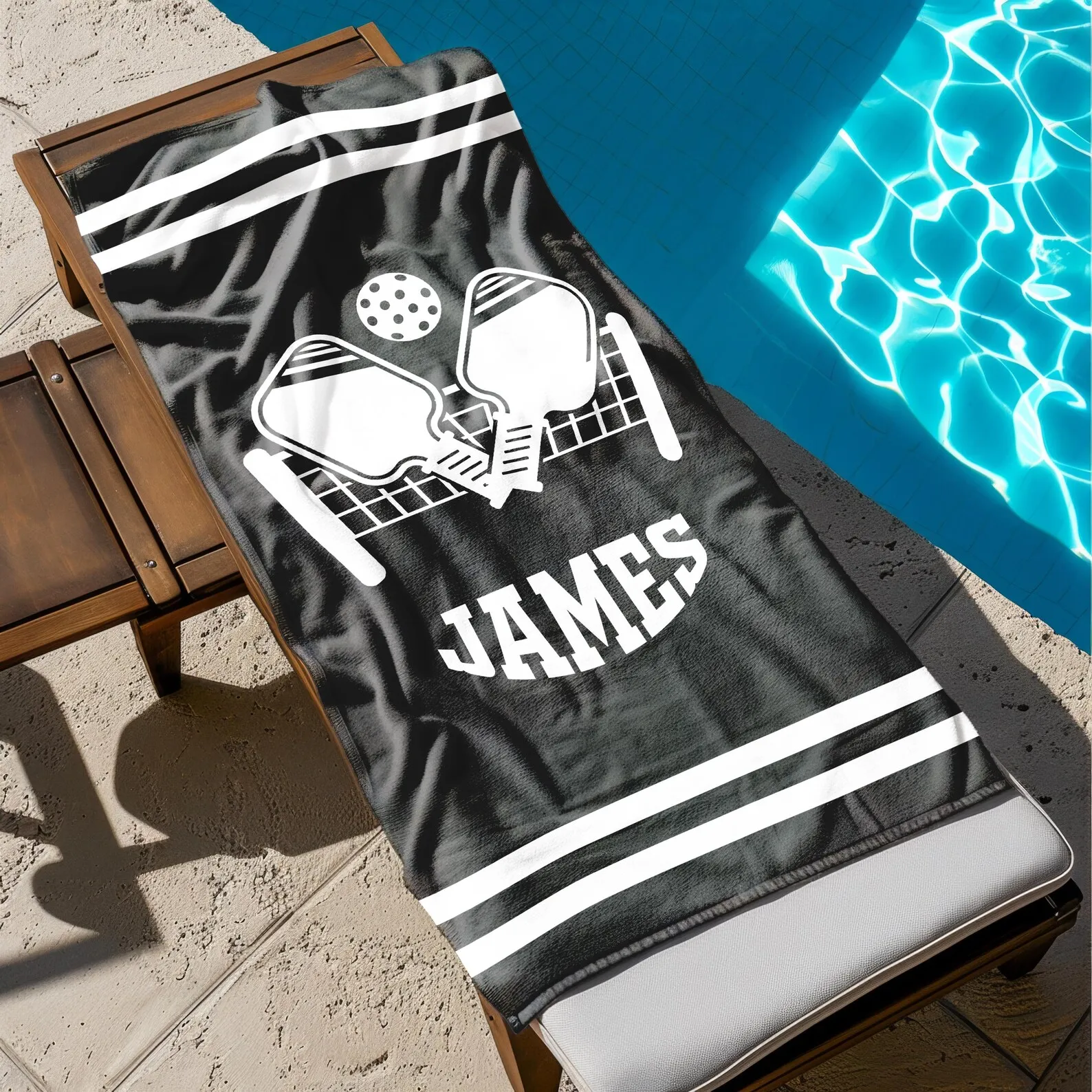 Personalized Pickleball Beach Towel Custom Name Paddle Towel Pickleball Gift Summer Pool Towel Sports Lover Gift Unisex