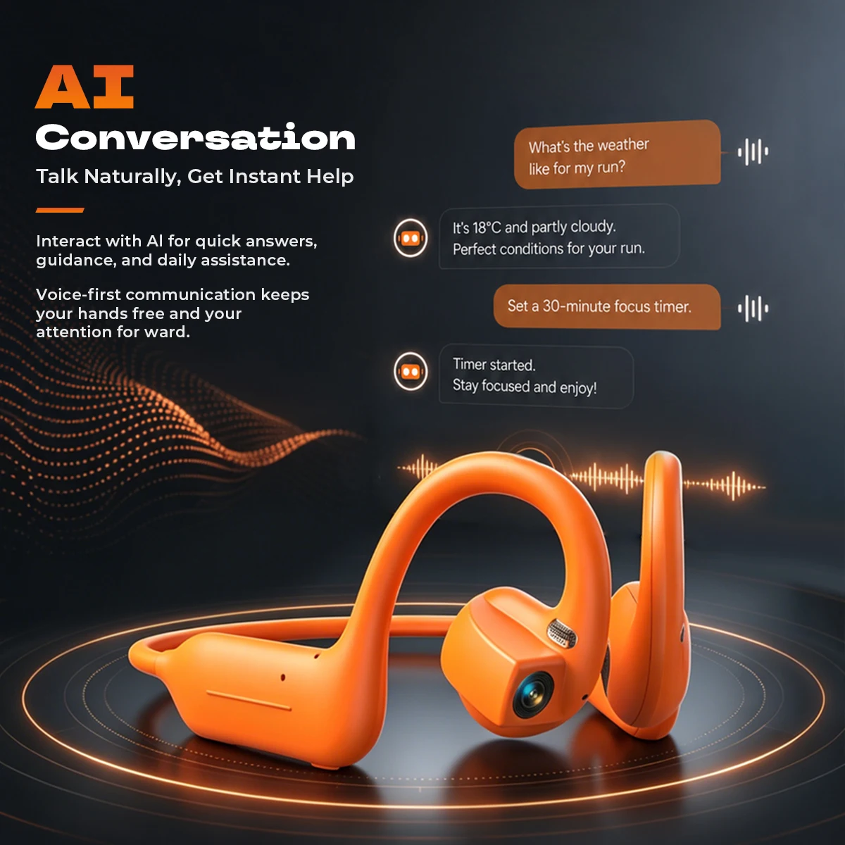 Casque caméra à conduction osseuse, ouvert, caméra HD 8MP avec EIS, reconnaissance d'objets par IA, assistant vocal, IPX5, appels clairs HD E12
