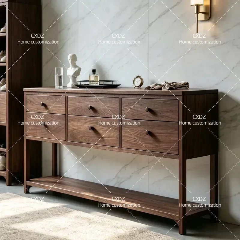 Modern Simple Solid Wood Dining Side Cabinet Entrance Storage Table Bedroom Bedside Table Storage Cabinet Entryway Console