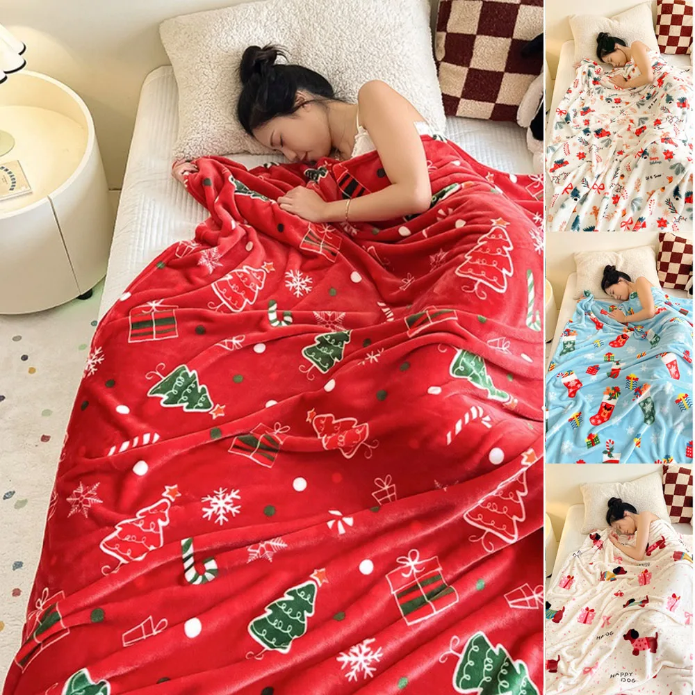 

2026 NEW Christmas Flannel Blanket Light Luxury Multifunctional Winter Thick Warm Flannel Used for Bedroom Living Room Blanket