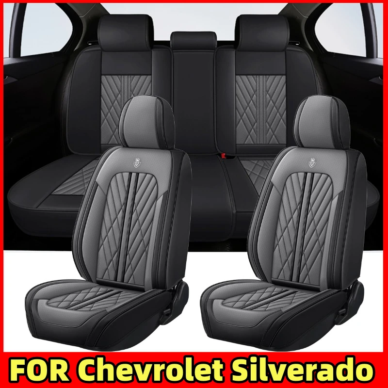 

Чехол на автомобильное сиденье для Chevrolet Silverado, водонепроницаемый, из искусственной кожи, мягкий, водонепроницаемый, износостойкий, полный комплект