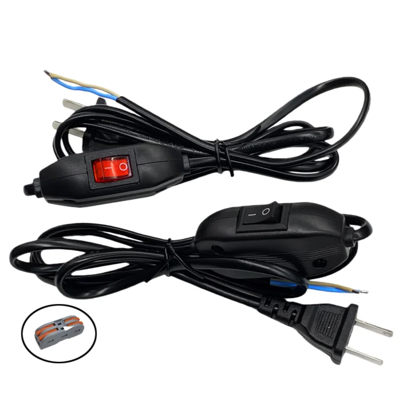 1pcs Electric fan extension cable with switch connection wire 1 meter two copper core 2P plug wire and long wire 220V connector