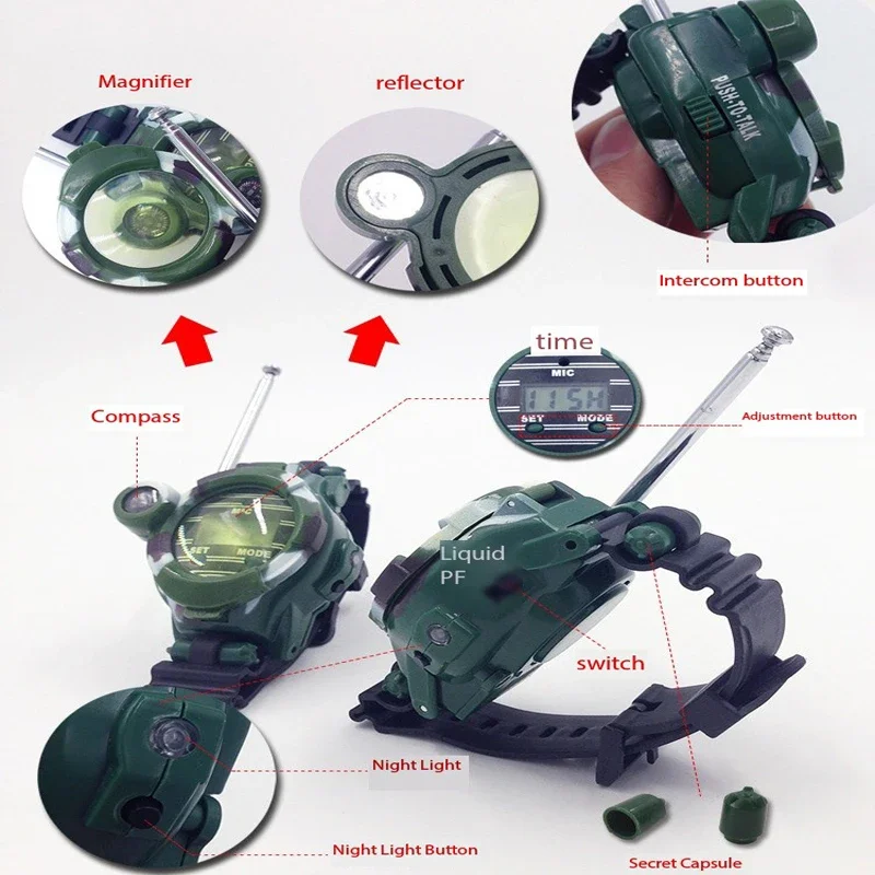 جهاز اتصال لاسلكي عسكري للأطفال ، جهاز إرسال واستقبال باتجاهين ، هاتف اتصال بين الوالدين والطفل ، ساعة ألعاب ، هدية