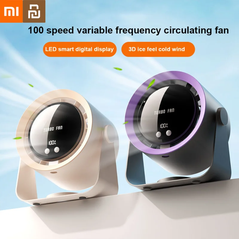 

Xiaomi Youpin Turbo Fan 100 Speed High-speed Small Desktop Fan USB Digital Display Wall Mounted Electric Air Circulation Fan New