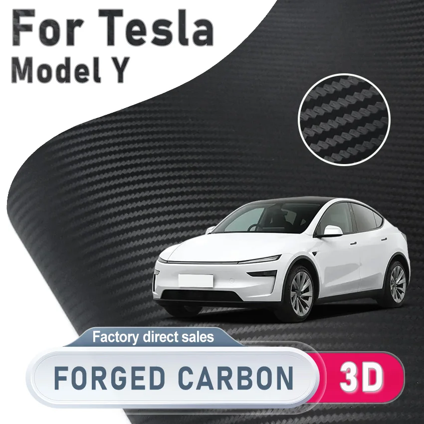

For Tesla model Y 3D Carbon Fiber Wrap Car Film Covering Black Auto PVC Foil Laptop Skin Phone Cover Vinyl For Motorcycle