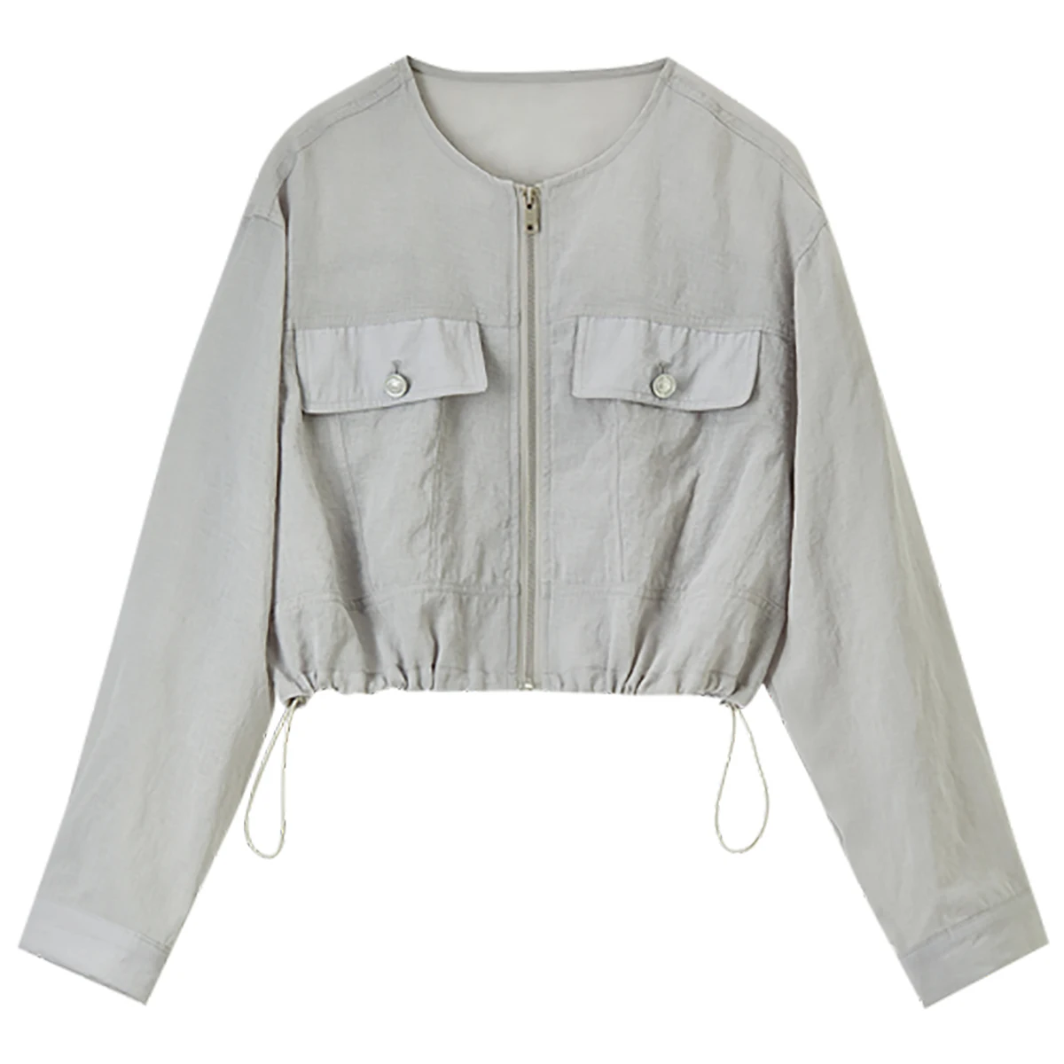 SENTUBILA court Jackes pour femmes 2025 automne à manches longues col rond fermeture éclair avant bureau dames décontracté mode manteau d'extérieur 52WO1818