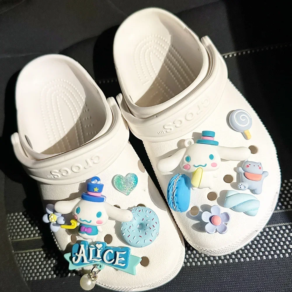 Sanrio 3D Cinnamoroll Shoe Set, Shoes Acessórios, Fivela, Melodia, Desenhos animados, Animais, Decoração, Encantos, Presentes Kid, 11pcs, 1 conjunto