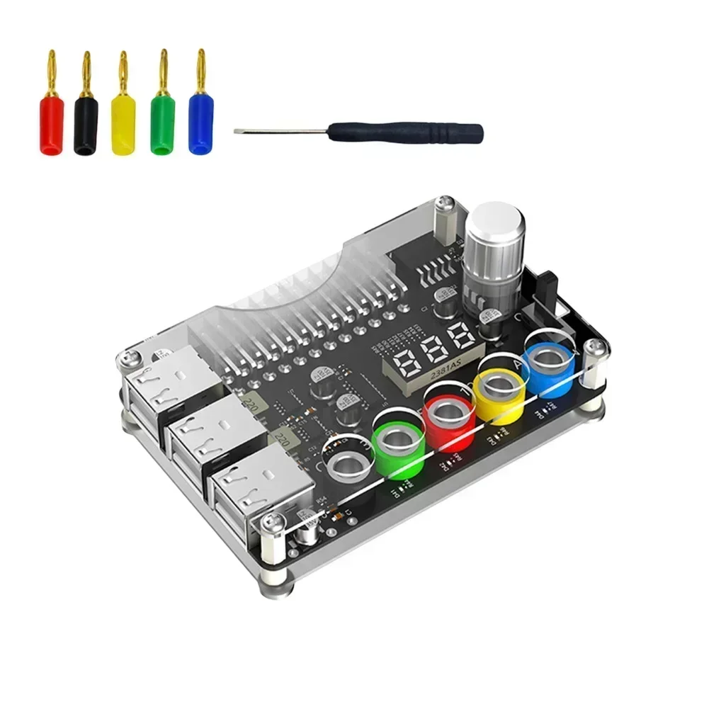 Power Module Adapter for ATX Power Supply with 6 USB Ports and Adjustable Voltage Output for Various Applications