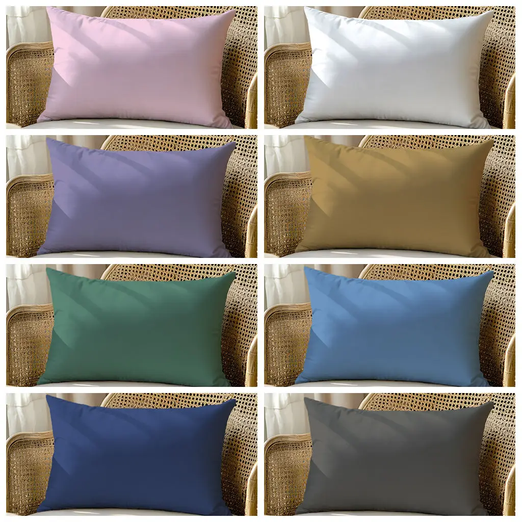 50*75cm Pure Color Pillowcase Bedroom Polyester  Comfortable Soft Pillow Covers, Insert Not Included for Bedding Sofa 1/2pcs