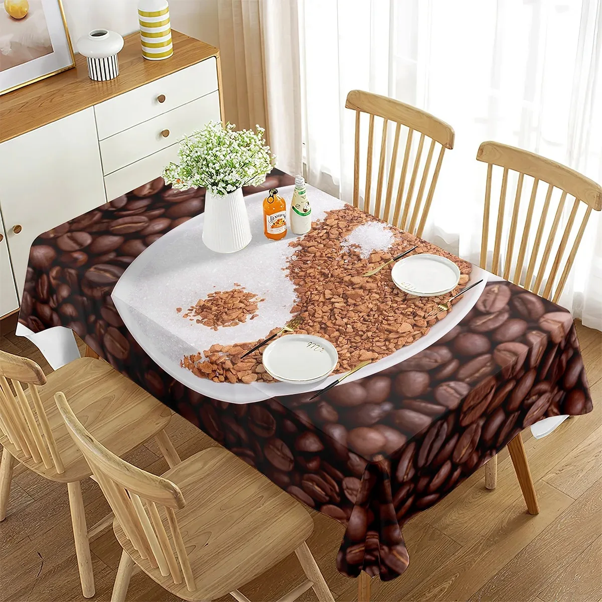 

Decorative Tablecloth Washable Waterproof Table Cover For Picnic Party Outdoor Garden Dining Table Decor 2D Flat Printed Fabric