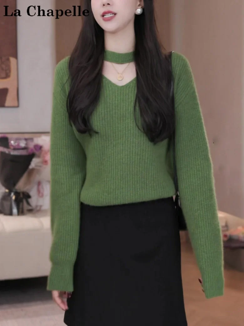 

La Chapelle Женский трикотаж V-Ne, свитер een Long Sve Ne Hanging, весна-осень-зима, верхняя одежда, удобная повседневная одежда...