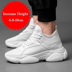 Spring Elevator Men's Shoes 10cm Hight-top PU Leather Elevator Shoes Teenager Sports Trendy Shoes Men's Sneakers Casual Shoes