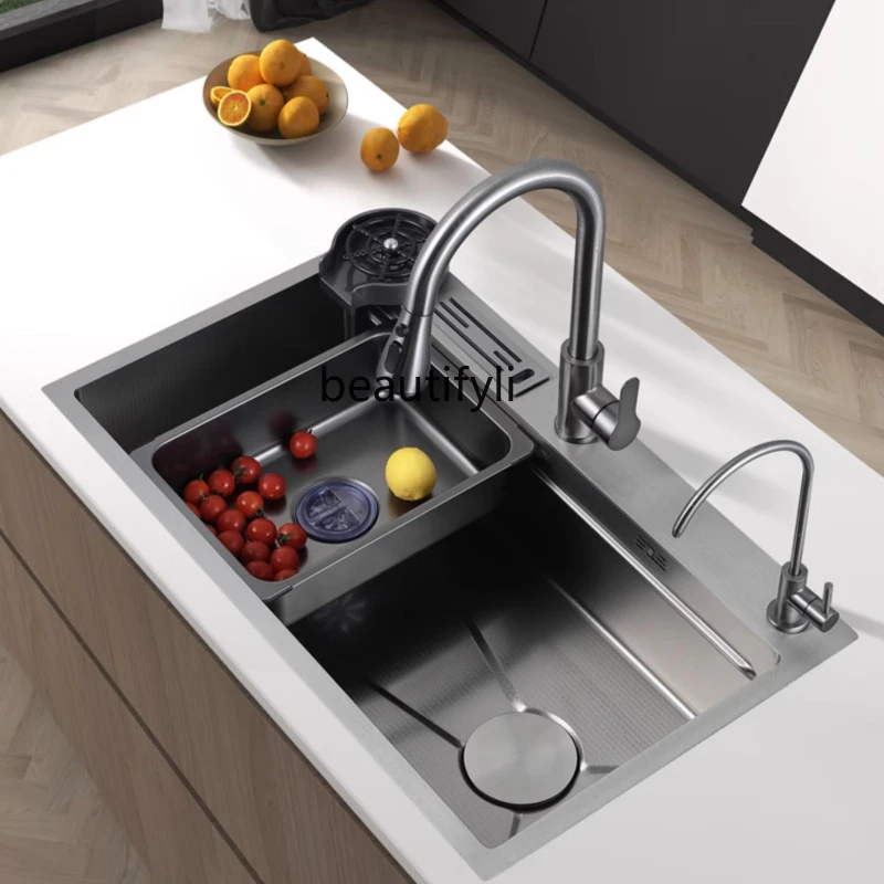 

Waterfall Single Sink Stainless Steel Sink Kitchen Nano Multi-Functional Basin