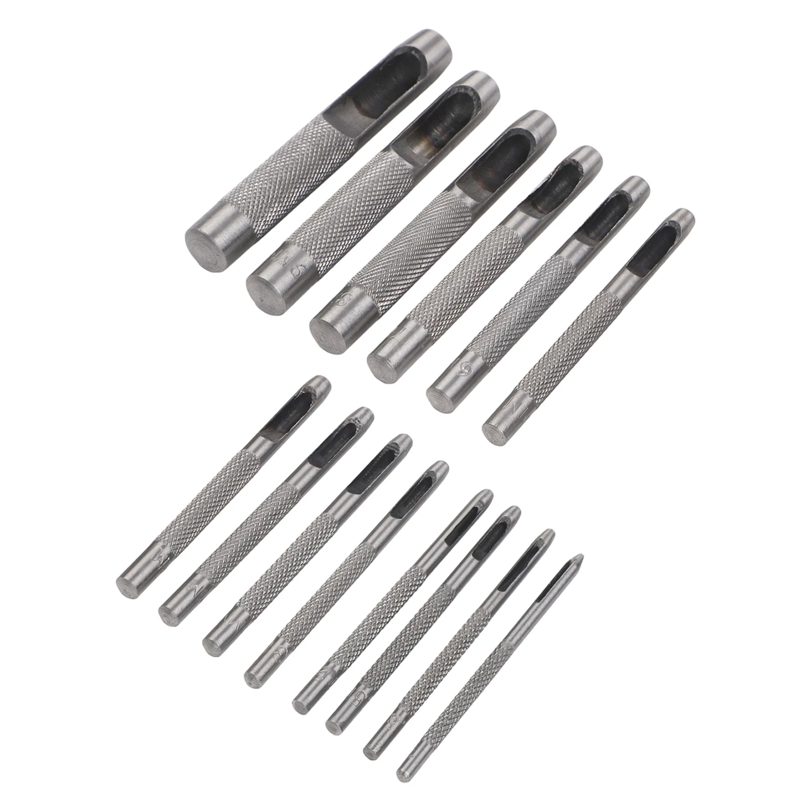 14pcs Leather Hole Punching Set 110mm for Leather Crafting and Clothing Alterations with Hardened Steel for Precise Holes