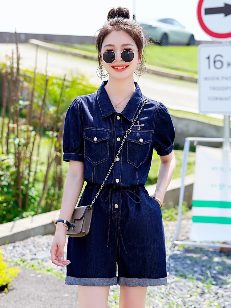 

Джинсовый комбинезон женский летний тонкий модный омолаживающий комбинезон-спецодежда со средней талией, шорты, эксклюзивно онлайн