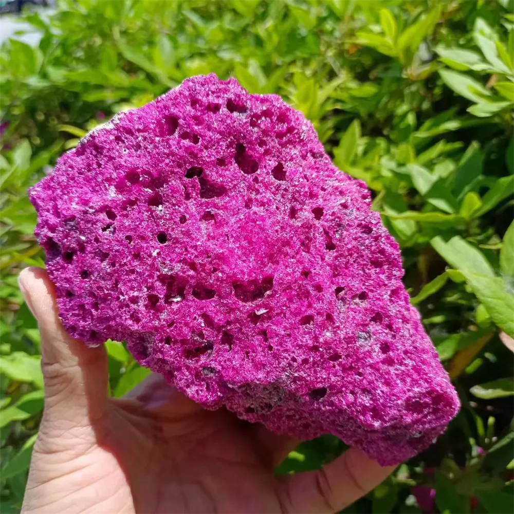 Natural Ruby Mineral Spirit, Quartz Crystal Rough Red Corundum Original Gemstone, Sample Treatment