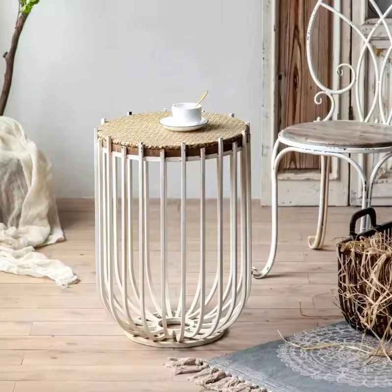 Eco-friendly coffee table coffee table portable wrought iron bamboo desktop suitable for family sofa