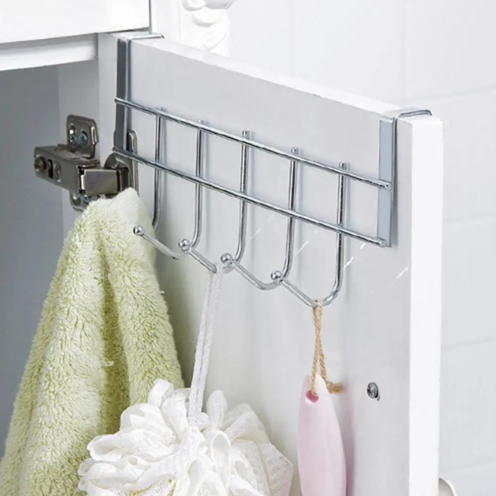 

Hooks Over The Door 5 Hooks Home Bathroom Organizer Rack Clothes Coat Hat Towel Bags Keys Hanger Bathroom Kitchen Accessories