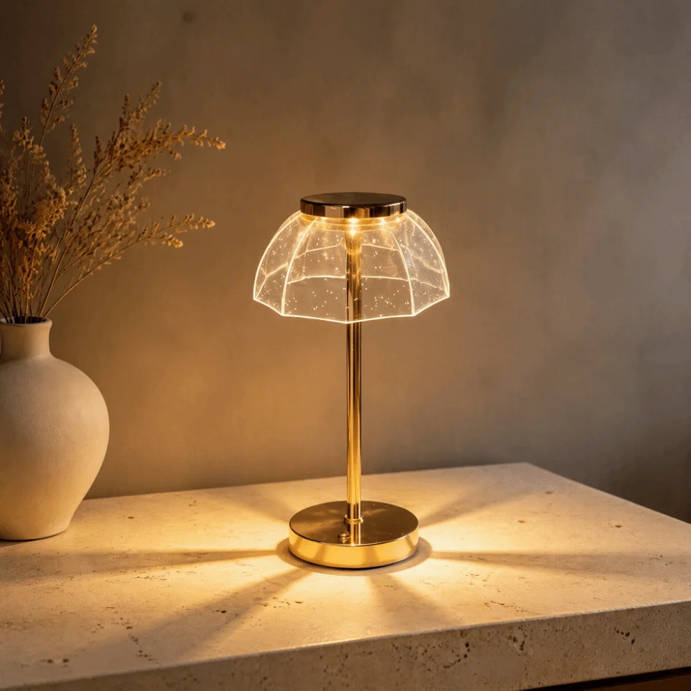 Ins Aesthetic Petal Shape Petal Table Lamp Mid-Century Retro Table Lamp Creative Decorative Accent Lamp Gift