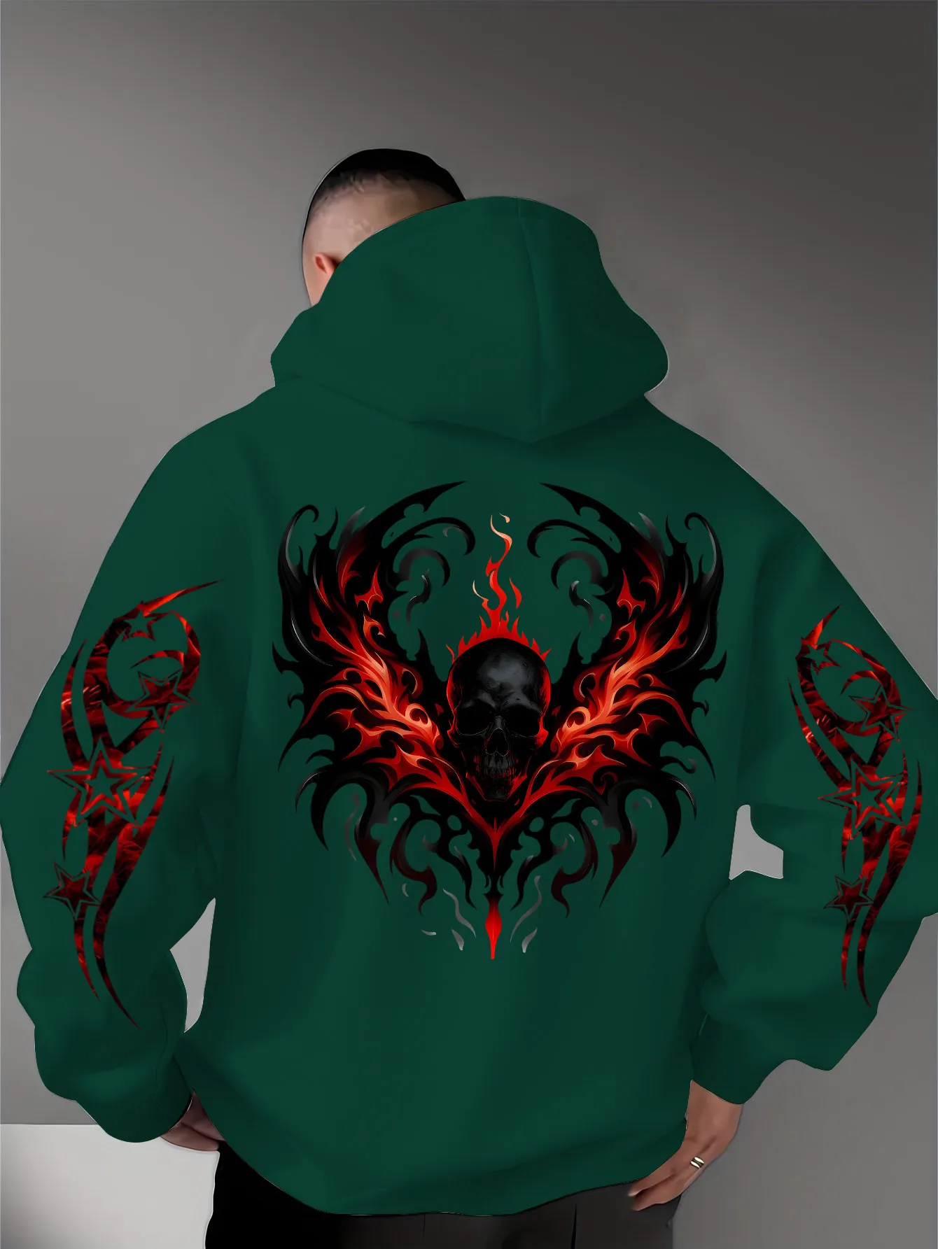 Streetwear swag tracksuit Hooded Sweatshirt for Men Gothic Flame Skull Graphic Autumn winter clothesCasual Daily Soft Comfort .