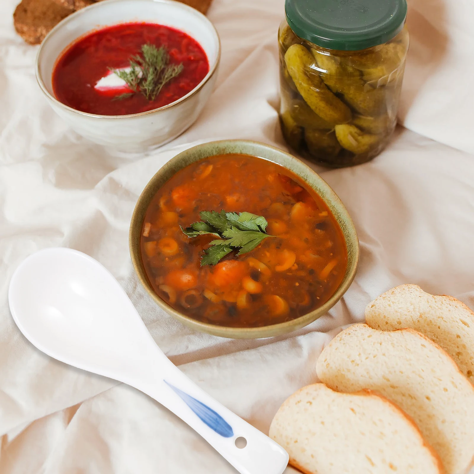 

6 шт. керамические ложки для супа, многофункциональные легкие бытовые ложки для ресторана, каши, риса, кухонная утварь, керамические ложки для супа