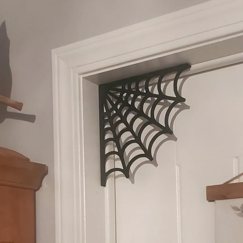 2 unids/set de decoraciones de marco de puerta de telaraña de Halloween, decoración de esquina de madera, decoración peculiar del hogar de Halloween