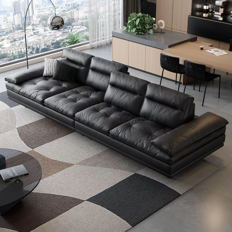 

Sofa leather, light luxury minimalist super deep wide sofa