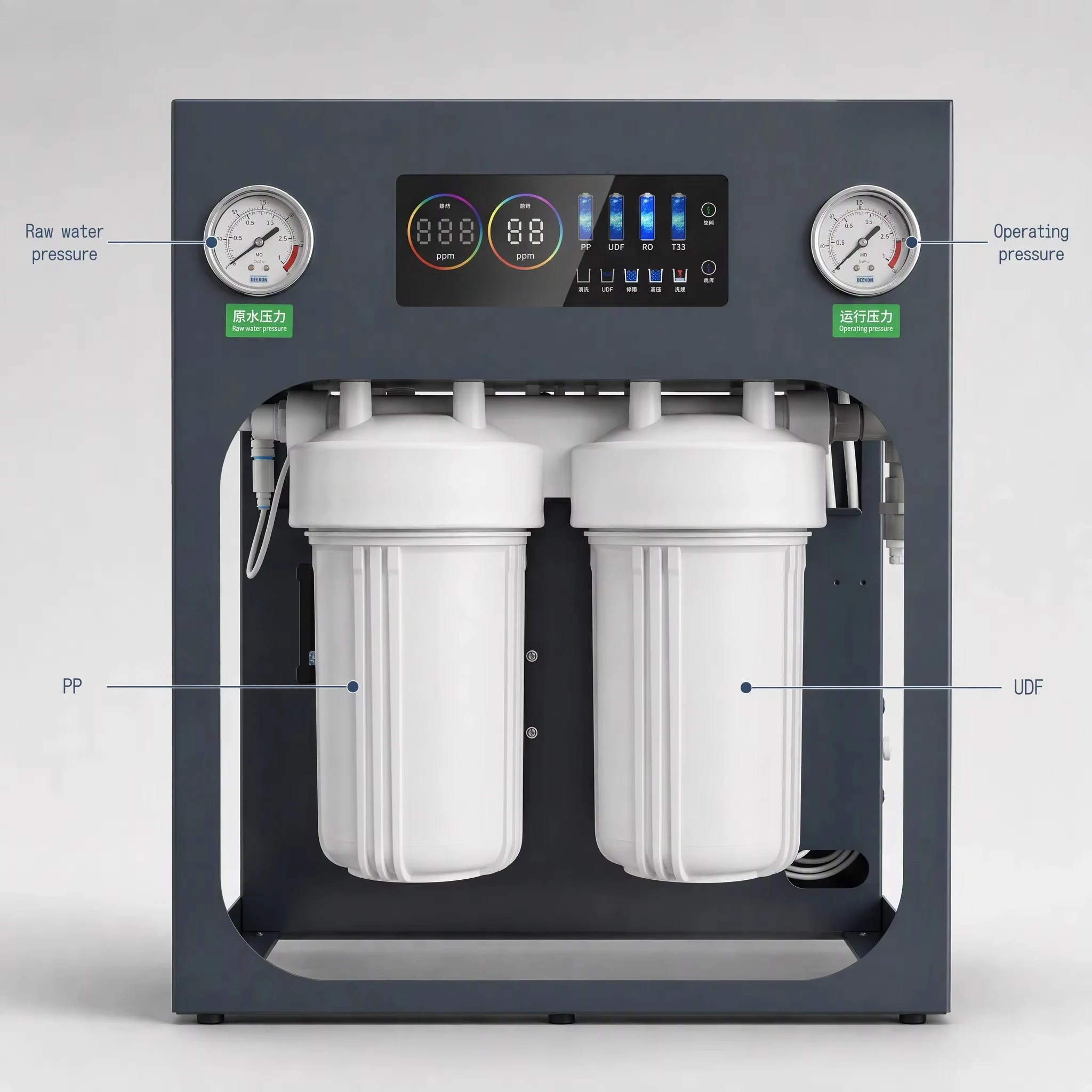 Commercial Electric RO Water Purifier 800-2400 GPD High-Capacity Reverse Osmosis TDS Display 5-Stage Filtration Portable Office