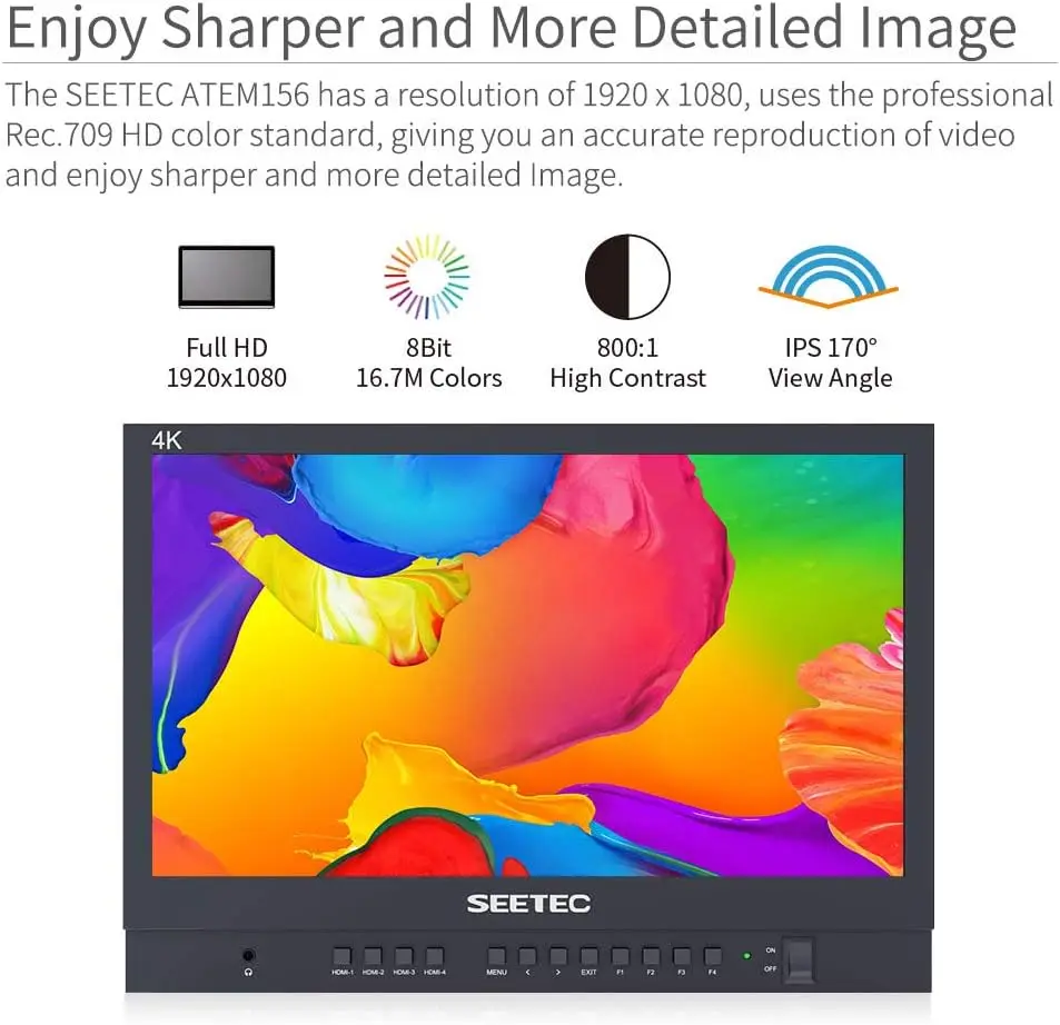 ATEM156 15.6 Inch 250nit 4 HDMI in Out Director Broadcast Monitor