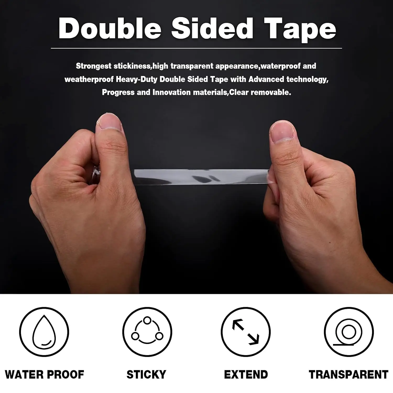 3M Clear Double-Sided Acrylic Foam Tape, Super Strong Adhesive, Red Film, 6mm–20mm, Waterproof & Washable, 3m Length