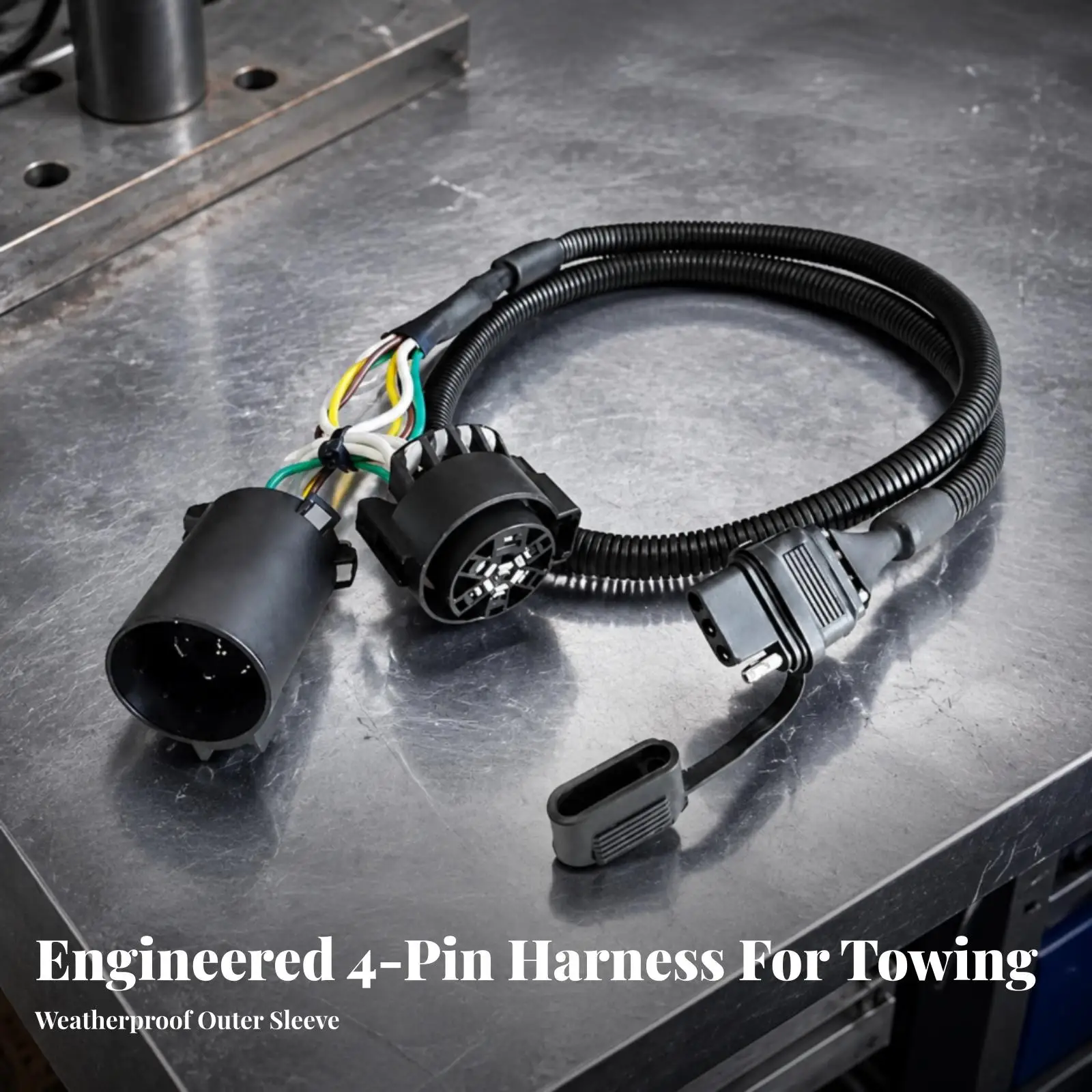 7-Pin to 4-Pin Trailer Wiring Harness CE Certified American-Style Trailer Wiring Adapter with Dust Cover Wide Compatibility