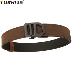 TUSHI New Hard EDC Tactical Belt for Men Metal Automatic Buckle Military Army Belt Gun Belt Thick Nylon IPSC Waistband Girdle