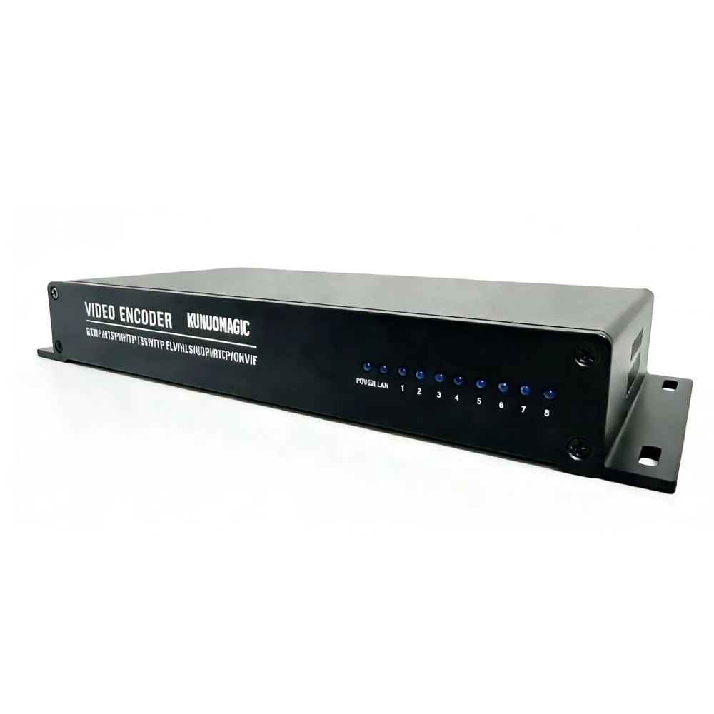8 1 H.265 H.264 1080P HD 8-Channel Live Streaming Encoder HLS/RTMP/RTSP/SRT Protocols AAC MP3 Audio VBR/CBR Bitrate for