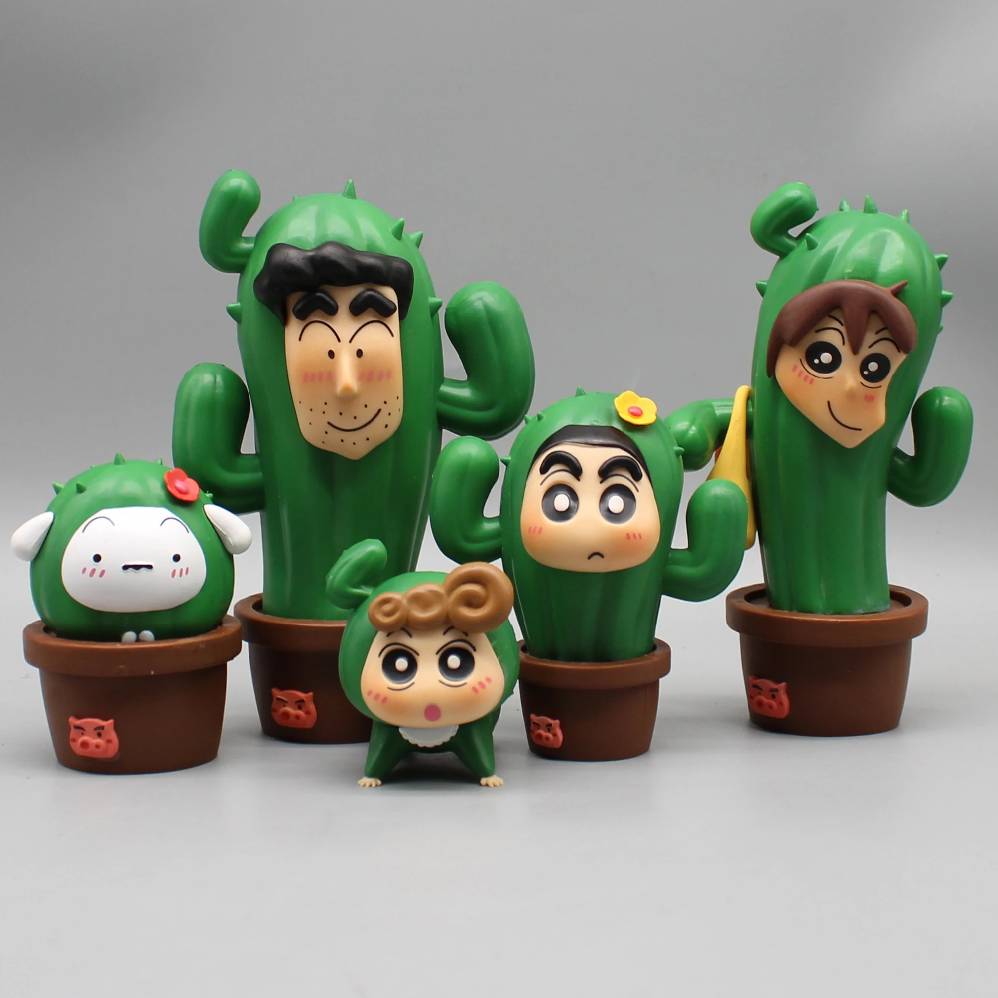 Cactus Shaped Xiaoxin Family Photo Crayon Xiaoxin Meiya Guangzhi Xiaobai Xiaokui Anime Peripheral Model Ornaments Handmade Toys