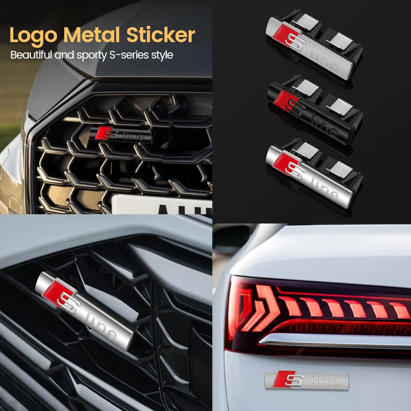 Car Goods Emblem Grill Front Hood Badge Grille For Audi Sline S line A4 B6 B8 S1 S2 S3 S4 S5 S6 A1 A3 A6 C5 A5 A8 Auto stickers