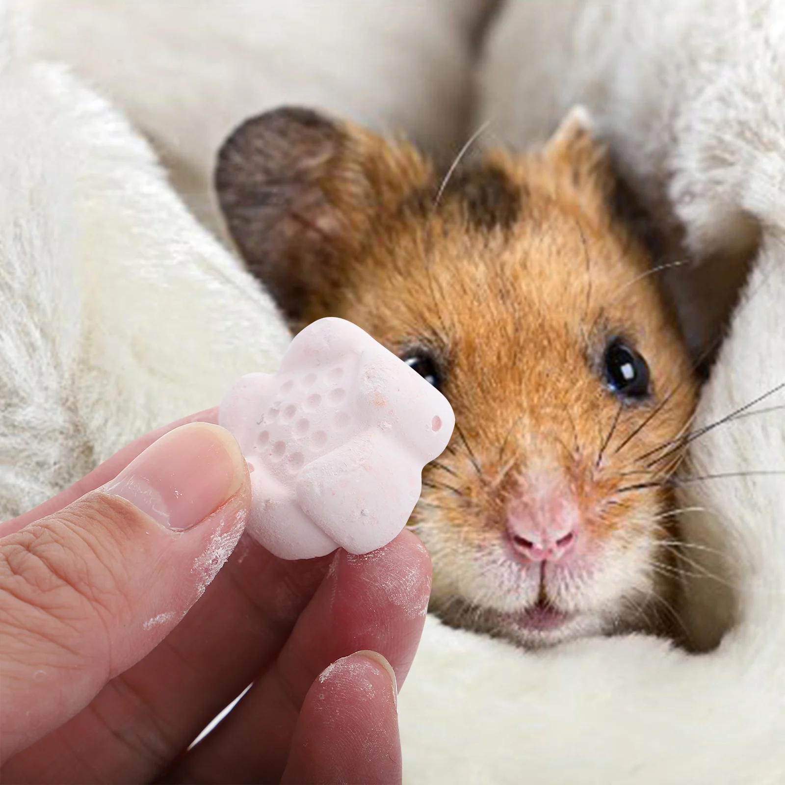 

15 pcs Natural Mineral Calcium Chew Stone For Small Pets Teeth Grinding, Banana Grape Shape Cage For Hamster Rabbit Parrot