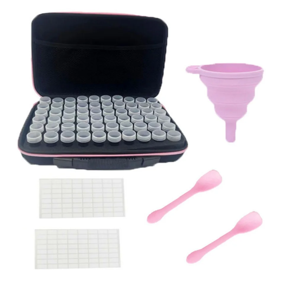 

Diamond painting tool 60 bottles pink hand-held storage bag, leaf tray set, diamond DIY split bottle