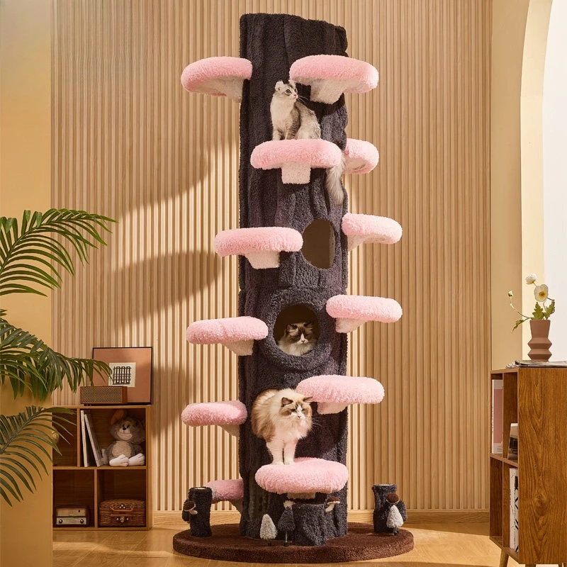 

Кошачья лежанка-когтеточка Meow Want Tree Tongtian: большой комплекс для лазания с платформой для прыжков и интегрированной полкой, уютная вилла