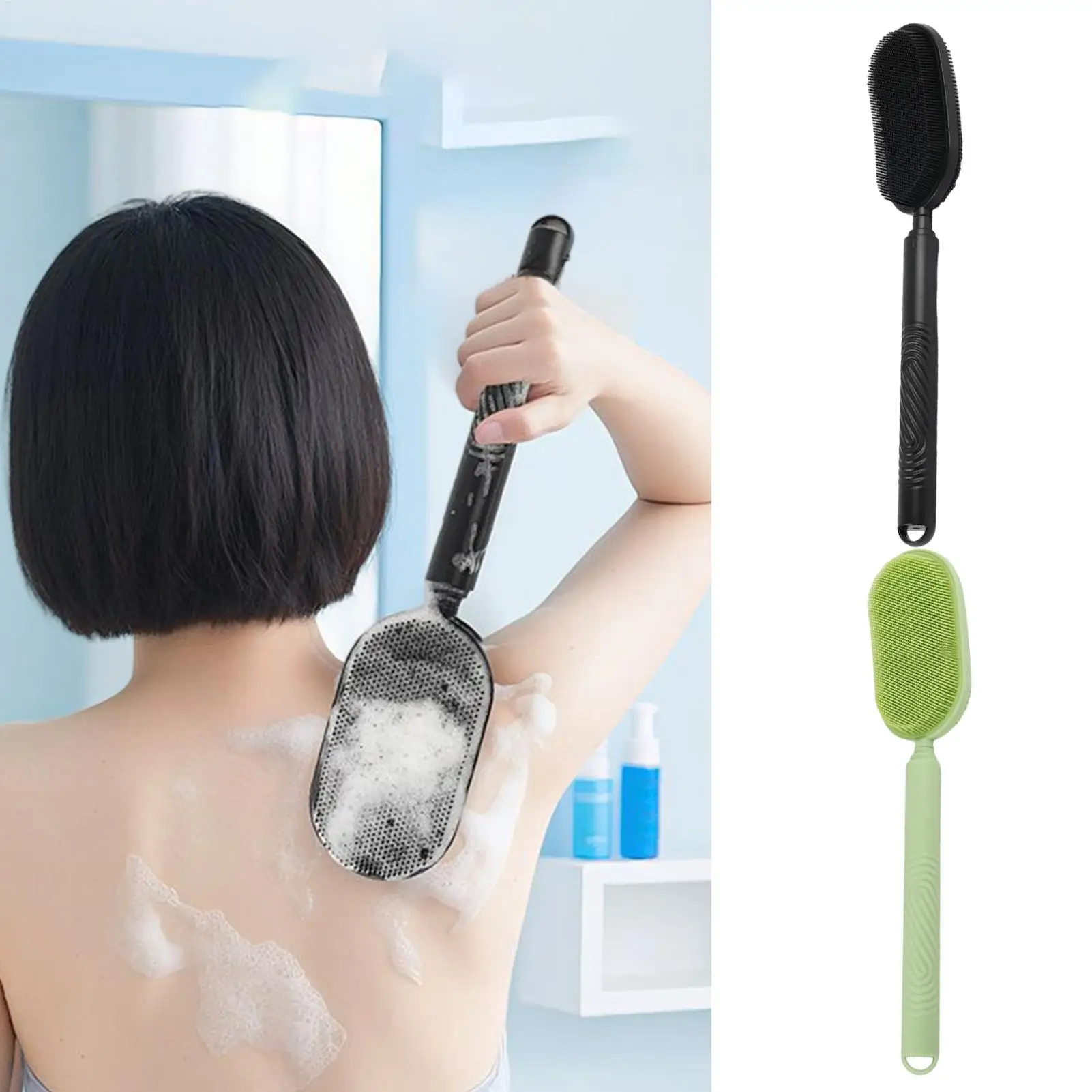 Telescopic Long Handle Back Scrubber, Soft Silicone Bath Brush For Shower Body Washing, Skin Care For Women Elderly, Home Travel