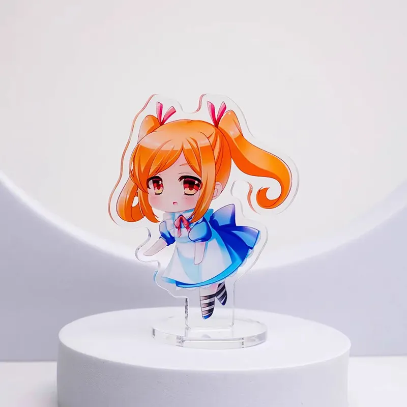 Custom Gradient Acrylic Standee Fashion Anime Cartoon Figures Desk Stand Accessories Kawaii Colored Background Keychains view 6