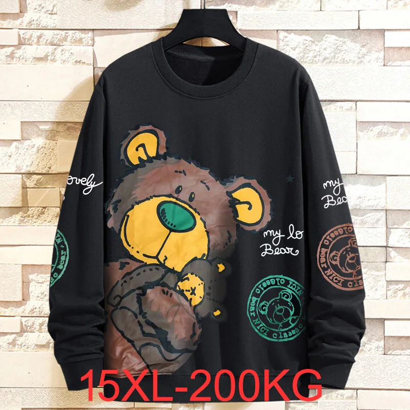 Extra large men spring autumn new item cartoon casual loose round neck pullover plus fat long sleeved sweatshirt 200kg 15xl