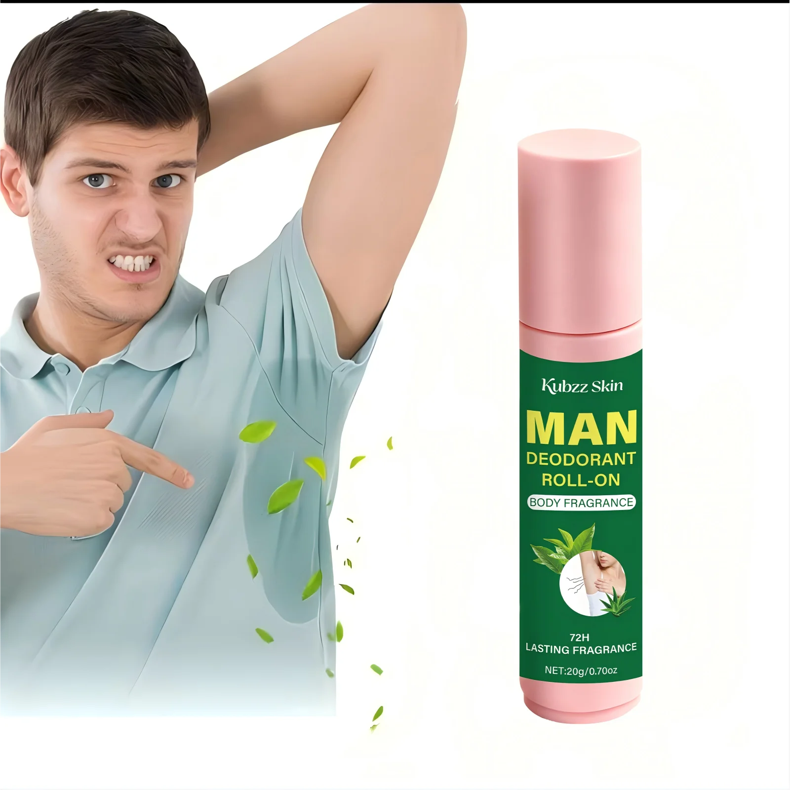 Men Deodorant Roll-On 20g – 72H Body Fragrance, Controls Odor, Prevents Stickiness, For Armpits & Full Body, Unisex Daily Use