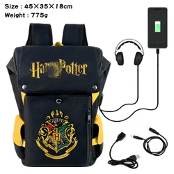 Harris Potter Backpack Hogwarts Academy Badge Student Backpack Gryffindor USB Rechargeable Travel Computer Bag School Gift